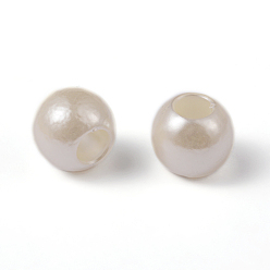 Creamy White ABS Plastic Imitation Pearl European Beads, Large Hole Rondelle Beads, Creamy White, 11.5~12x10mm, Hole: 4~5mm, about 780pcs/500g