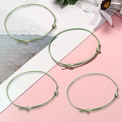 Vert Clair Bracelet en fils de polyester ciré coréen faire, vert clair, diamètre réglable: 40~70 mm