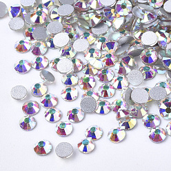 Crystal AB Glass Rhinestone Flat Back Cabochons, Back Plated, Faceted, Half Round, Crystal AB, SS10, 2.7~2.8x1mm, about 1440pcs/bag