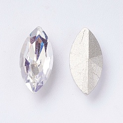 Crystal AB Imitation Austrian Crystal Glass Rhinestone, Grade A, Pointed Back & Back Plated, Horse Eye, Crystal AB, 15x7x4mm