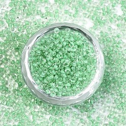 Светло-зеленый 8/0 стакан бисер, прозрачные цвета внутри, круглое отверстие, круглые, светло-зеленый, 8/0, 3~4x2~3 мм, отверстия: 0.8 мм, около 15000 шт / мешок