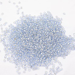 Alice Blue 8/0 Transparent Glass Round Seed Beads, Grade A, Silver Lined, Alice Blue, 2.8~3.2mm, Hole: 1.0mm, about 15000pcs/pound