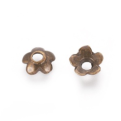 Antique Bronze Tibetan Style Bead Caps, Cadmium Free & Nickel Free & Lead Free, Antique Bronze, 6.5x6.5x2mm, Hole: 2mm