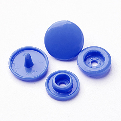 Blue Resin Snap Fasteners, Raincoat Buttons, Flat Round, Blue, Cap: 12x6.5mm, Pin: 2mm, Stud: 10.5x3.5mm, Hole: 2mm, Socket: 10.5x3mm, Hole: 2mm