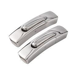 Stainless Steel Color 304 Stainless Steel Bayonet Clasps, Rectangle, Stainless Steel Color, 35.7x8.2x6mm, Hole: 6x4mm
