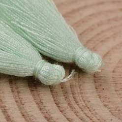 Pale Turquoise Cotton Thread Tassel Pendant Decorations, Pale Turquoise, 25~31x5mm, about 39~47pcs/bag