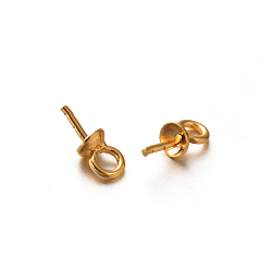 Golden Golden Plated 201 Stainless Steel Cup Pearl Peg Bails Pin Pendants, For Half Drilled Beads Making, Golden, 6.5x3mm, Hole: 1.5mm, Pin: 0.8mm