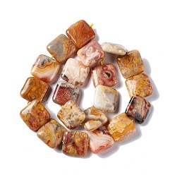 Crazy Agate Natural Crazy Agate Beads Strands, Square, 19.5~20x19.5~20x6.5~7mm, Hole: 1.2mm, about 20pcs/strand, 15.59''~15.91''(39.6~40.4cm)
