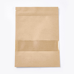 BurlyWood Kraft Paper Zip Lock bag, Small Kraft Paper Stand up Pouch, Resealable Bags, with Window, BurlyWood, 20x15.9cm, Unilateral Thickness: 5.5 Mil(0.14mm)