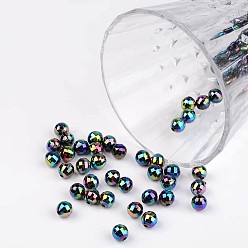 Prussian Blue Faceted Colorful Eco-Friendly Poly Styrene Acrylic Round Beads, AB Color, Prussian Blue, 8mm, Hole: 1.5mm, about 2000pcs/500g