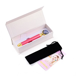 Hot Pink Natural Sodalite Massage Tool Skin Care, Facial Rollers, with Plastic Findings, Hot Pink, 156x30~31x16~26mm