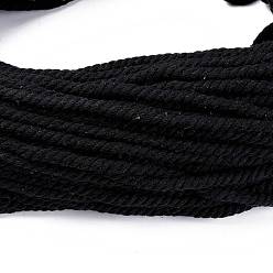 Black Cotton Thread Cords, 3-Ply, For Jewelry Making, Black, 5~5.8mm, 109.4 yard(100m)/bundle