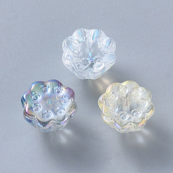 Mixed Color Transparent Glass Beads, Mixed Style, Lotus Pod, Mixed Color, 11x10.5x8mm, Hole: 1mm
