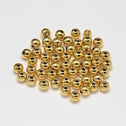 Real 18K Gold Plated Rack Plating and Vacuum Plating Brass Round Spacer Beads, Golden, 6mm, Hole: 1.5mm