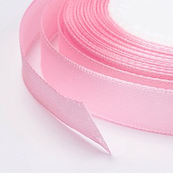 Pink Single Face Satin Ribbon, Polyester Ribbon, Pink, 3/8 inch(10mm), about 25yards/roll(22.86m/roll), 10rolls/group, 250yards/group(228.6m/group)