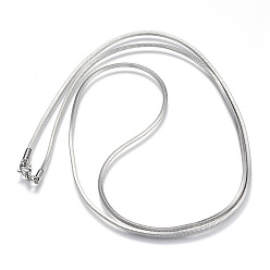 Stainless Steel Color 304 Stainless Steel Snake Chain Necklaces, with Lobster Claw Clasps, Stainless Steel Color, 29.5 inch(75cm), 2mm