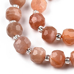 Sunstone Natural Sunstone Beads Strands, with Seed Beads, Faceted, Rondelle, 8x6mm, Hole: 1mm, about 20~22pcs/strand, 7.09 inch(18cm)