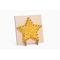 Звезда Набор поделок для детей, в том числе деревянный трафарет и шерстяная пряжа, звезда картины, 16x21x0.3 см