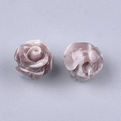Coconut Brown Synthetic Coral Beads, Dyed, Flower, Coconut Brown, 6~7x6~7mm, Hole: 1.2mm