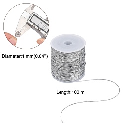Silver Jewelry Braided Thread Metallic Threads, Silver, 1mm, 109.36yards/roll(100m/roll)