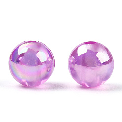 Orchid Transparent Acrylic Beads, AB Colors Plated, Round, Orchid, 10mm, Hole: 1.8mm, about 950pcs/500g