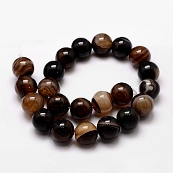 Coconut Brown Natural Agate Bead Strands, Dyed, Round, Coconut Brown, 10mm, Hole: 1.2mm, about 38pcs/strand, 14 inch