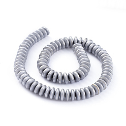 Platinum Plated Electroplate Non-magnetic Synthetic Hematite Heishi Beads Strands, Flat Round/Disc, Platinum Plated, 8x3mm, Hole: 1mm, about 76pcs/strand, 10 inch
