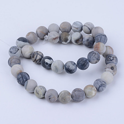 Picasso Jasper Natural Polychrome Jasper/Picasso Stone/Picasso Jasper Beads Strands, Frosted, Round, 10~10.5mm, Hole: 1.2mm, about 37~40pcs/strand, 14.9~15.1 inch(38~38.5cm)
