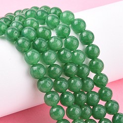 Medium Sea Green Natural Jade Bead Strands, Dyed, Round, Medium Sea Green, 8mm, Hole: 1mm, about 48pcs/strand, 14.9 inch