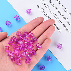 Orchid Transparent Acrylic Beads, Faceted, Square, Orchid, 8.5x9.5x9.5mm, Hole: 2.5mm, about 1070pcs/500g
