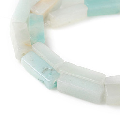 Flower Amazonite Natural Flower Amazonite Beads Strands, Cuboid, 13~14x4~4.5x4~4.5mm, Hole: 1.2mm, about 30pcs/strand, 16.5 inch(42cm)