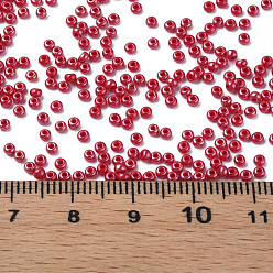 Красный 11/0 чешский непрозрачный стеклянный бисер, lustered, круглые, красные, 2.2x1.5 мм, отверстие : 0.7 мм, о 500 г / мешок