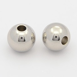 Stainless Steel Color 304 Stainless Steel Beads, Round, Stainless Steel Color, 10x8mm, Hole: 3mm