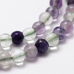 Fluorite Natural Fluorite Bead Strands, Round, Grade AB, 4mm, Hole: 1mm, about 96pcs/strand, 14.9 inch~15.1  inch