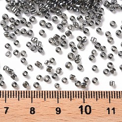 Gray Glass Seed Beads, Trans. Colours Lustered, Round, Gray, 2mm, Hole: 1mm, 3333pcs/50g, 50g/bag, 18bags/2pounds