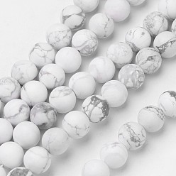 Howlite Chapelets de perles howlite naturelles , givré, ronde, 10mm, Trou: 1mm, Environ 39 pcs/chapelet, 15.3 pouce