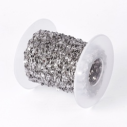 Stainless Steel Color 304 Stainless Steel Dapped Chains, Cable Chains, Soldered, with Spool, Flat Oval, Stainless Steel Color, 4.5x2.4x0.2mm, about 65.61 Feet(20m)/roll