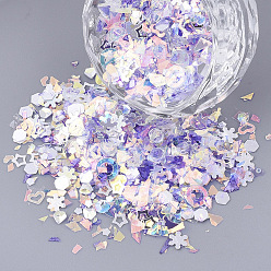 Средний Фиолетовый Аксессуары для орнаментов, пластиковые пайетки / блестки из пвх, нет отверстий / неосвещенных бусинок, разнообразные, средне фиолетовый, 1~8x2~9x0.3 мм