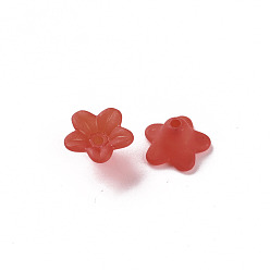 Red Transparent Acrylic Beads, Flower, Frosted, Red, 12x7mm, Hole: 1mm, about 4600pcs/500g