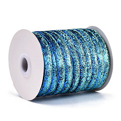 Coloré Ruban scintillant scintillant, ruban de polyester et nylon, colorées, 3/8 pouce (9.5~10 mm), environ 50 yards / rouleau (45.72 m / rouleau)