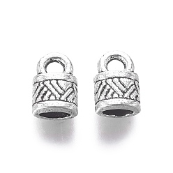 Antique Silver Tibetan Style Alloy Cord Ends, End Caps, Lock, Antique Silver, Lead Free & Cadmium Free & Nickel Free, 10x6.5x4.5mm, Hole: 2.5mm