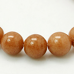 Camel Natural Mashan Jade Round Beads Strands, Dyed, Camel, 6mm, Hole: 1mm, about 69pcs/strand, 15.7 inch