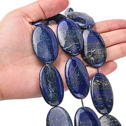 Lapis Lazuli Natural Lapis Lazuli Beads Strands, Flat Oval, 40~40.5x25x8~9mm, Hole: 1mm, about 10pcs/strand, 15.75''(40cm)