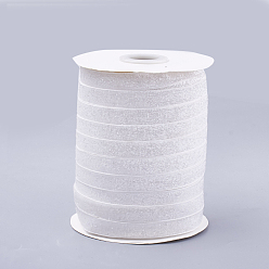 Blanc Ruban scintillant scintillant, ruban de polyester et nylon, blanc, 3/8 pouce (9.5~10 mm), environ 50 yards / rouleau (45.72 m / rouleau)