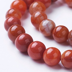 Chocolate Natural Agate Beads Strands, Dyed & Heated, Grade A, Round, Chocolate, 8~8.5mm, Hole: 1.2mm, about 48pcs/strand, 15.1 inch(38.5cm)