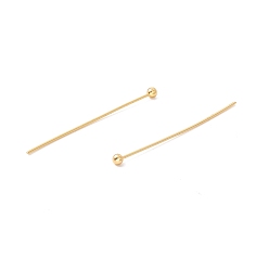 Real 18K Gold Plated Brass Ball Head Pins, Cadmium Free & Lead Free, Real 18K Gold Plated, 30~30.5mm, Head: 1.8mm, Pin: 0.5mm, 24 Gauge