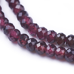Garnet Natural Garnet Beads Strands, Faceted, Rondelle, 3x2mm, Hole: 0.5mm, about 173pcs/strand, 15.5 inch(39.5cm)
