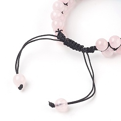 Rose Quartz Chakra Natural Rose Quartz Braided Bead Bracelets, with Natural & Synthetic Mixed Stone and Alloy Findings, Antique Silver, 2-3/8 inch(6cm)
