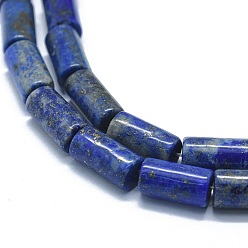 Lapis Lazuli Natural Lapis Lazuli Beads Strands, Column, 15~17x7.5~8mm, Hole: 1.2mm, about 24~25pcs/strand, 14.7~15.5 inch(37.5~39.5cm)
