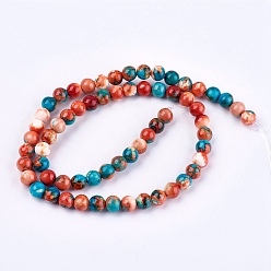 Colorful Synthetic Fossil Beads Strands, Dyed & Heated, Round, Colorful, 6mm, Hole: 1mm, about 62pcs/strand, 15.7 inch